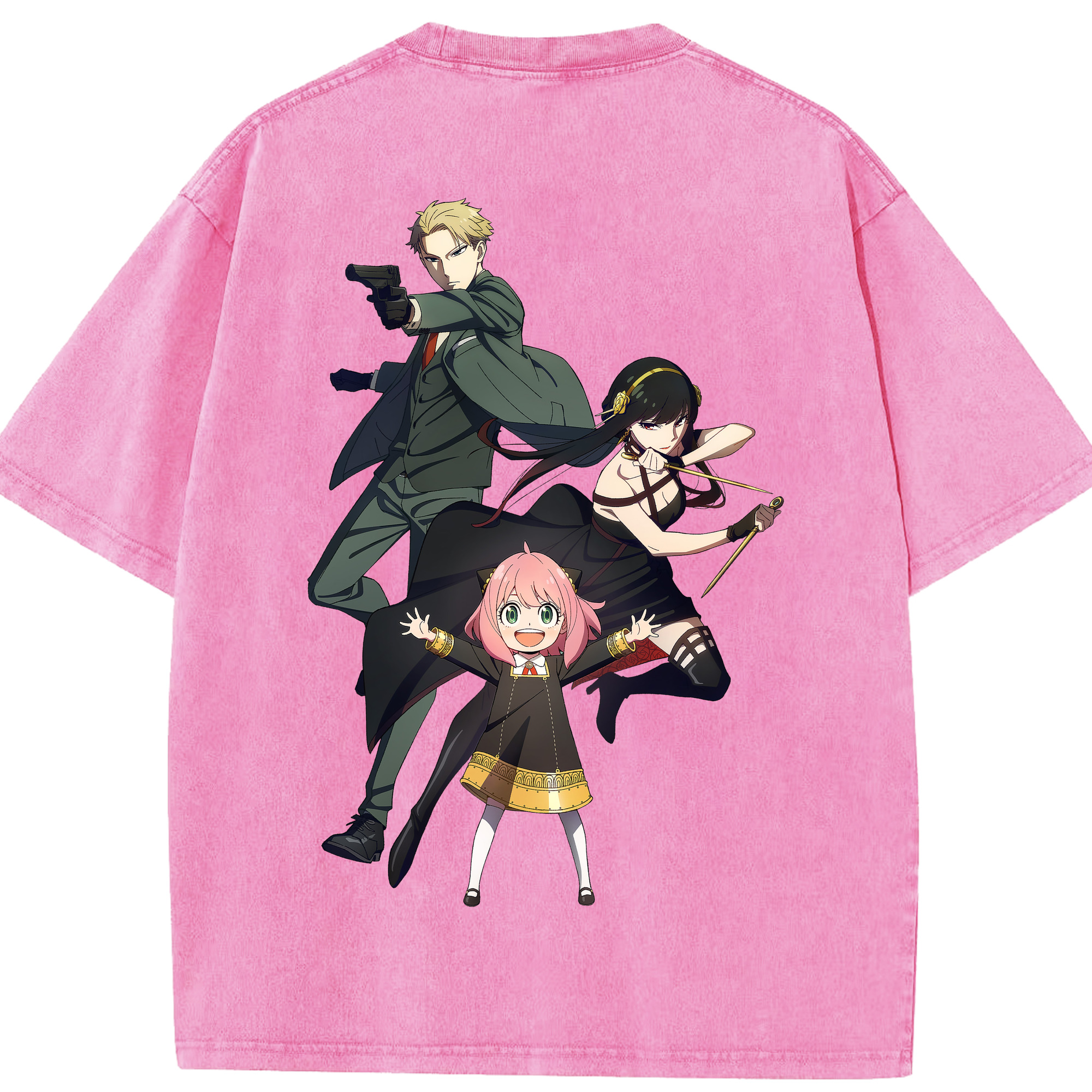 （画像用） SPY×FAMILY间谍家家酒 綿100% ヴィンテージ風 半袖Tシャツ（背面プリント）